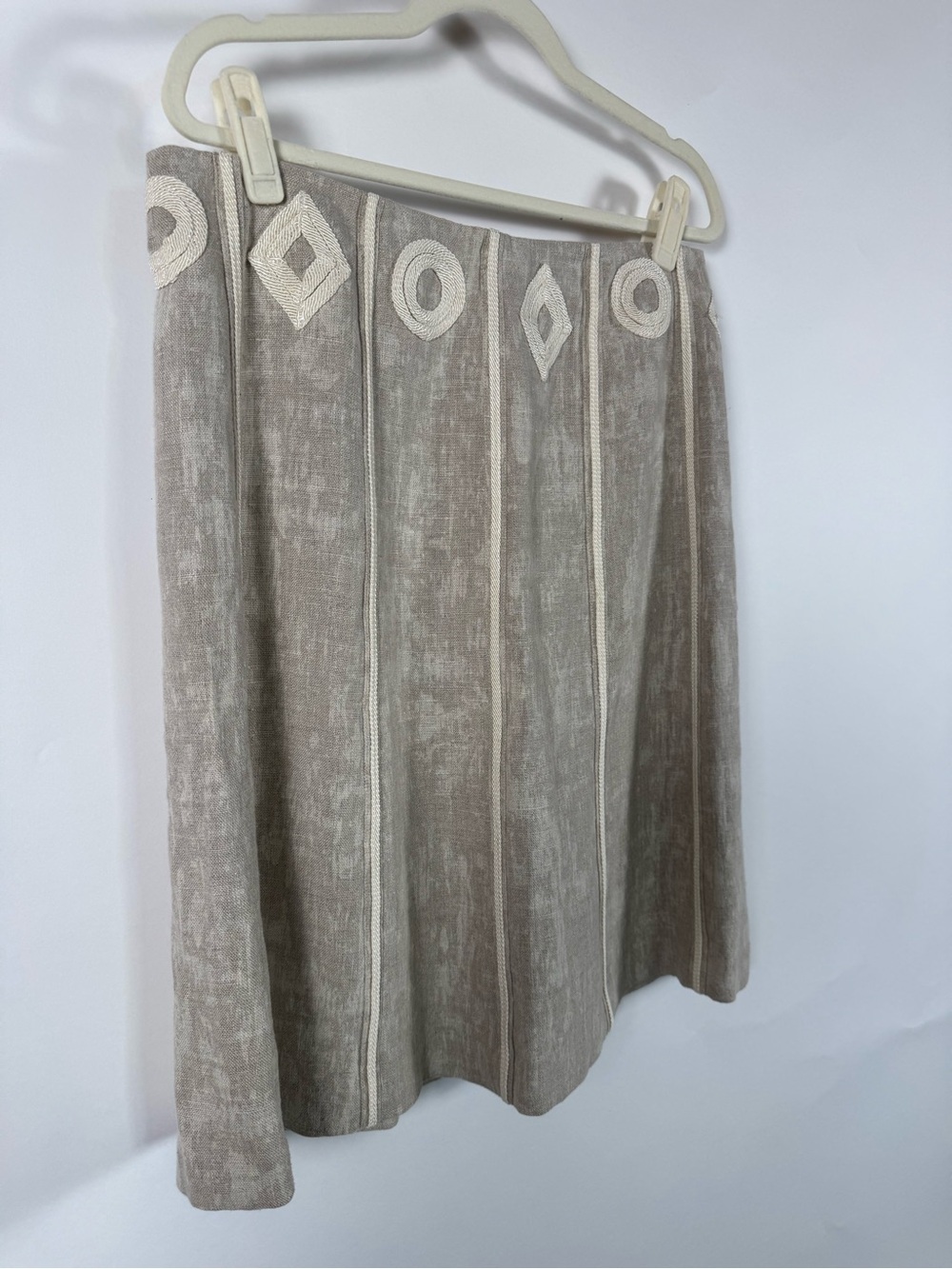Blue Ice VTG 100% Linen Embroidered Midi Skirt Boho Coastal Minimalist Lagenlook - Picture 3 of 9